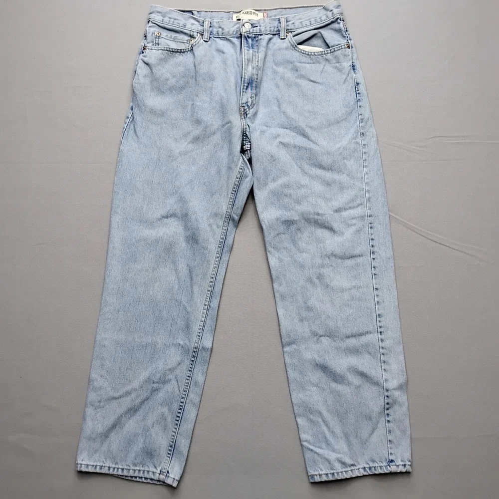 Levis 550 Relaxed Fit Jeans Mens 36x30 Light Wash Blue Denim Y2K